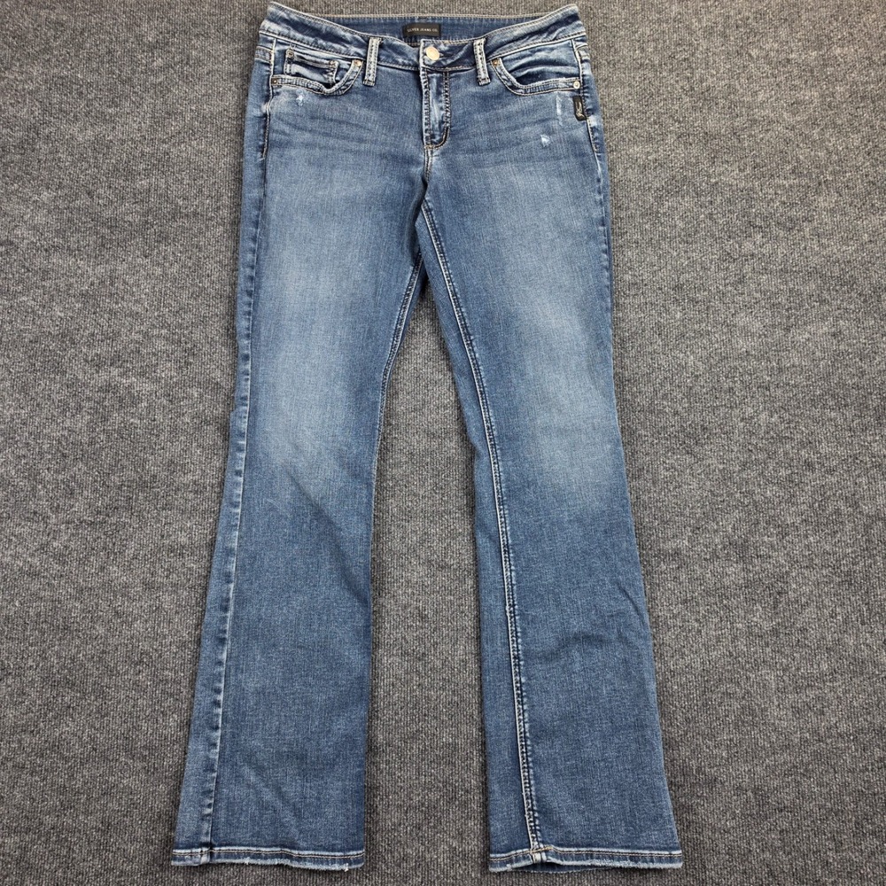 Silver Suki Slim Boot Jeans Women's 31 L33 Mid Rise Med Wash Denim Flap Pocket